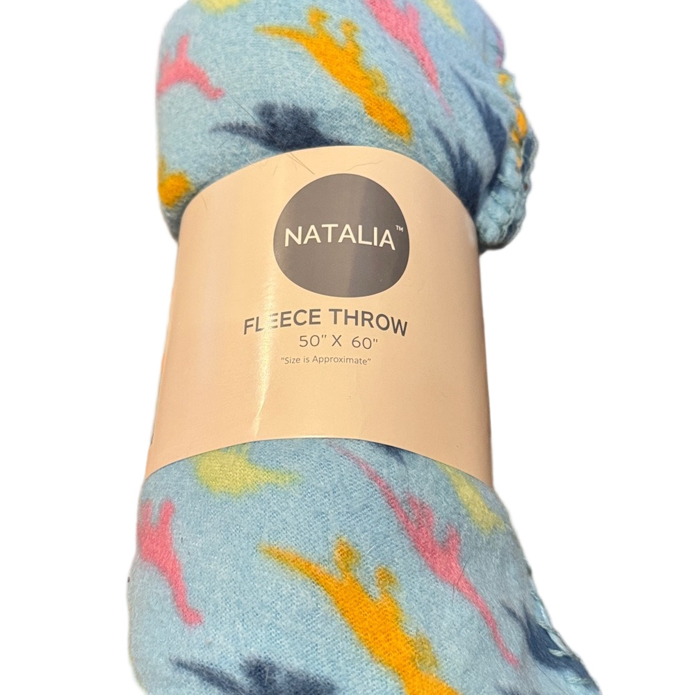 Natalia Dinosaur Fleece Throw Blanket NWT